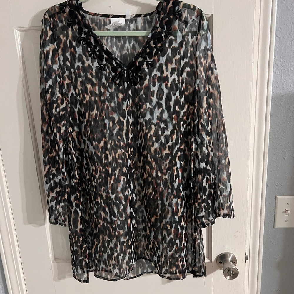 Trimshaper Leopard Print Sheer cover up